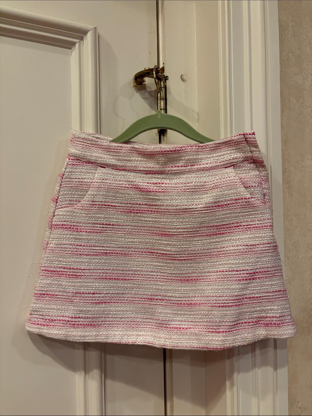 Janie and Jack Pink and White Striped Tweed Girl's Skirt